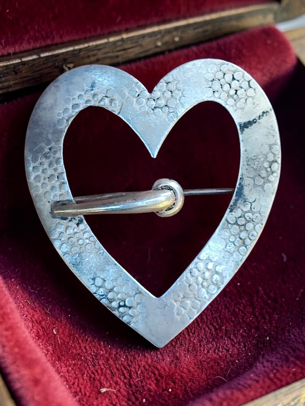 Antique Sterling BA Ballou & Co Heart Sash Pin
